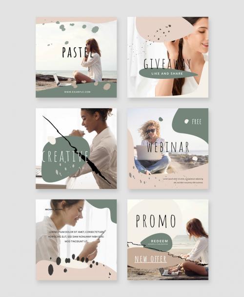 Creative Social Media Layouts with Organic Shapes and Earth Tone Colors