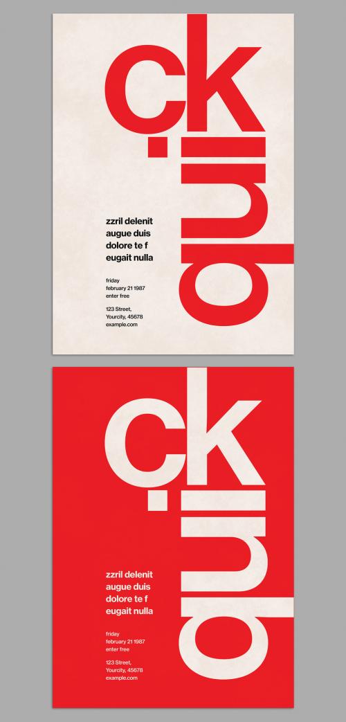 Typography Design Promotion Poster Layout in the Swiss Style