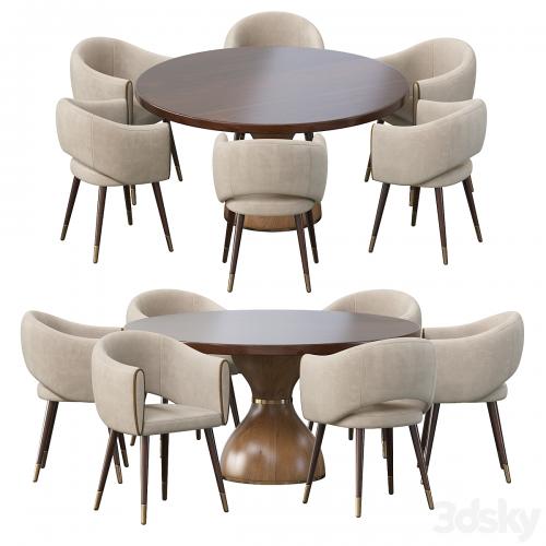 GRACE ARMCHAIR and POINT REYES BOTTICELLI LARGE ROUND DINING TABLE