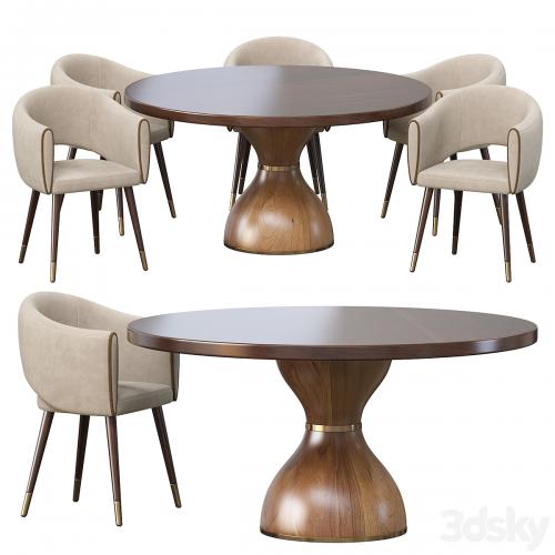 GRACE ARMCHAIR and POINT REYES BOTTICELLI LARGE ROUND DINING TABLE