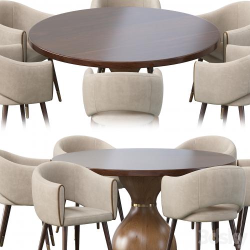 GRACE ARMCHAIR and POINT REYES BOTTICELLI LARGE ROUND DINING TABLE