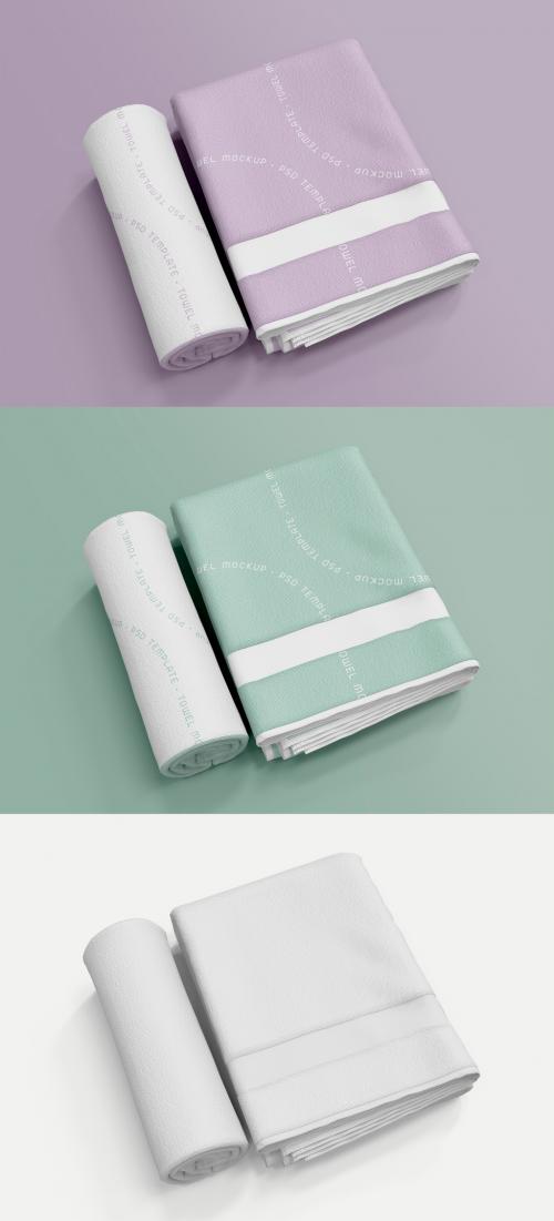Folded and Rolled Towel Mockup