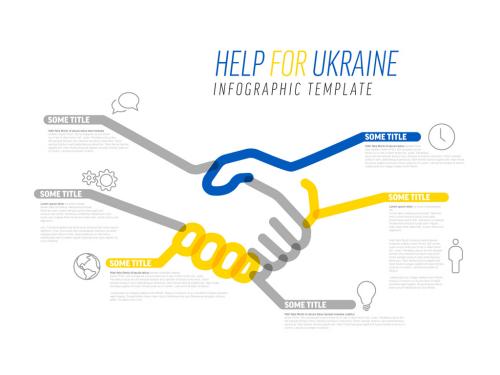 Ukraine Help Cooperation Conceptual Infographic Layout with Hands