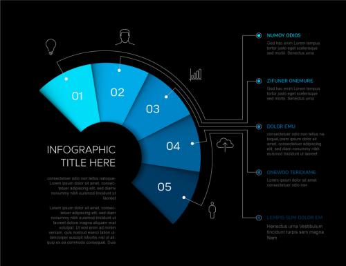 Multipurpose Dark Infographic Five Elements Layout