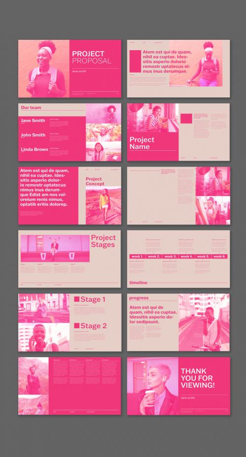 Pink Pitch Deck Layout with Pink Overlay