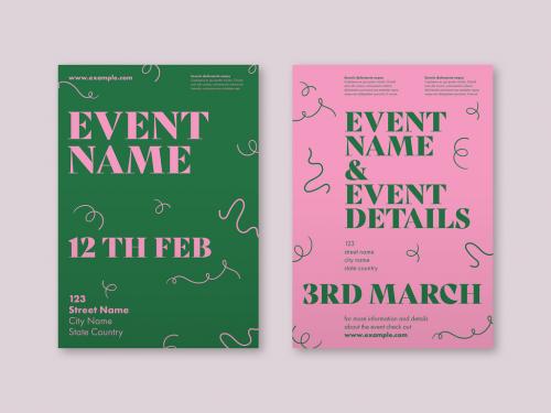 Green and Pink Poster Set