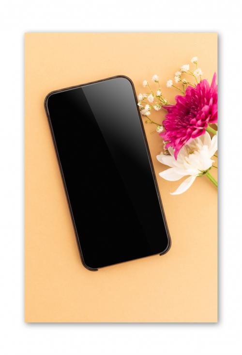 Phone with Flowers Mockup