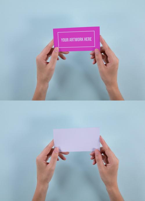 Hands with Card Mockup