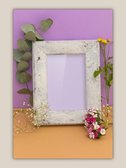 Frame with Flowers and Leaves Mockup