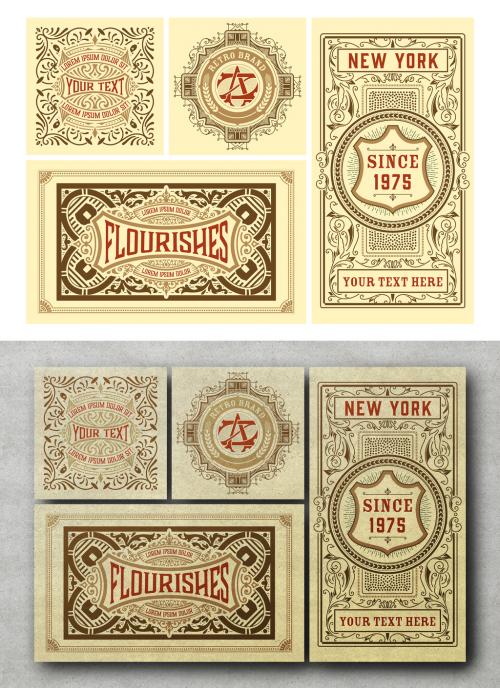 Set of 4 Vintage Labels for Packaging