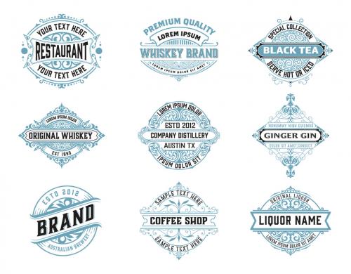 Set of 9 Badges and Logos