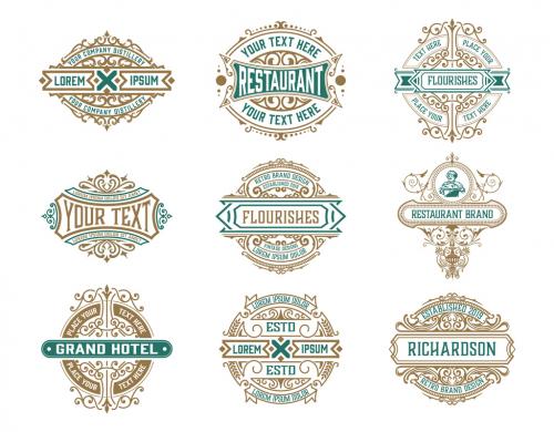 Set of 9 Badges and Logos