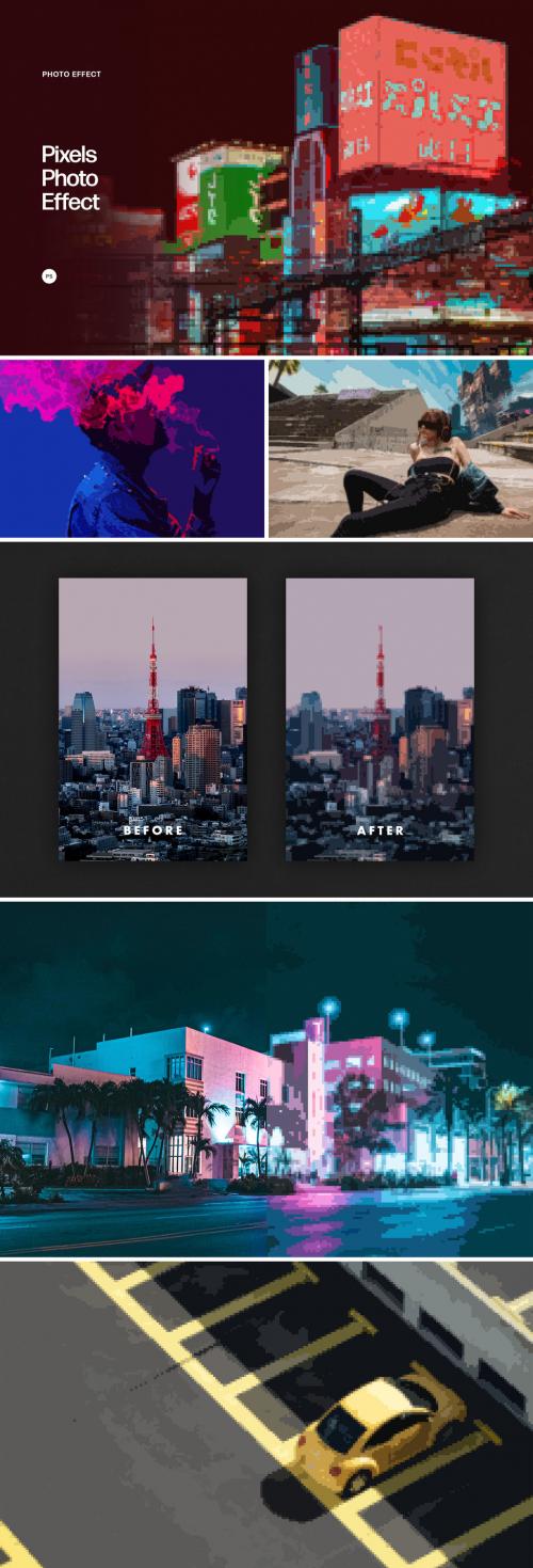 Authentic Pixel Art Photo Effect Mockup