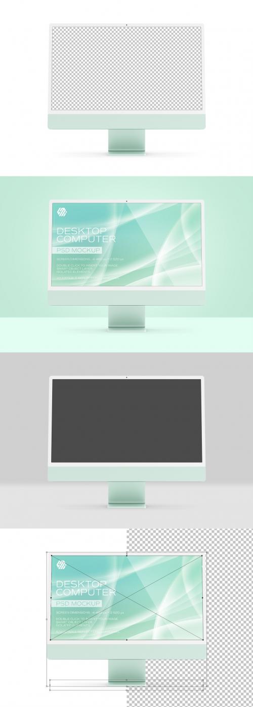 Desktop Computer Mockup Isolated on White