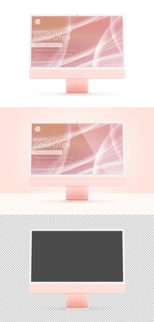 Desktop Computer Mockup Isolated on White