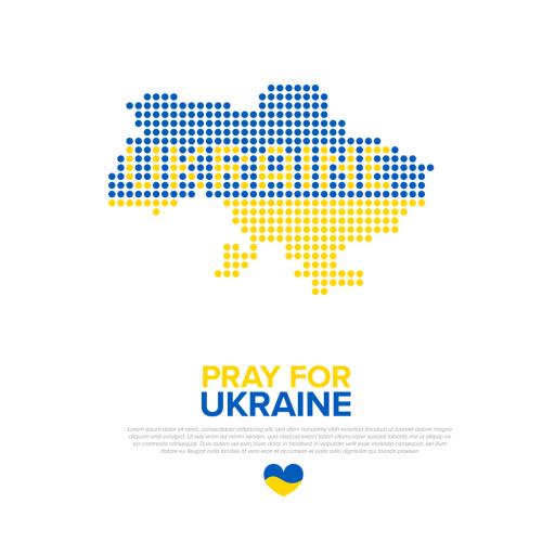 Support Ukraine Conceptual Illustration Layout Made from Dotted Ukraine Map