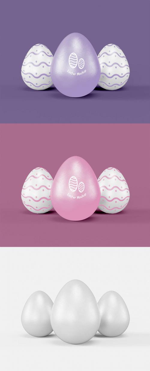 Three Chocolate Easter Eggs Mockup