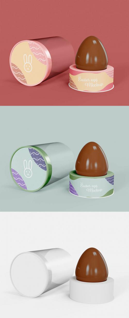 Easter Egg with Box Packaging Mockup
