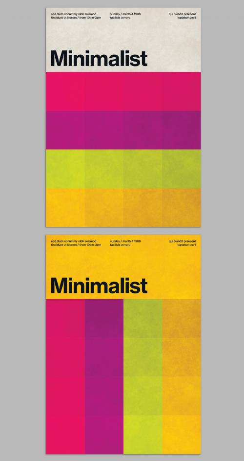 Swiss Minimalist Design Poster Layout with Colorful Bold Lines