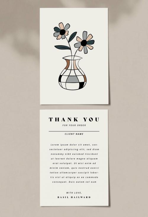 Thank You Card with Vase Illustration