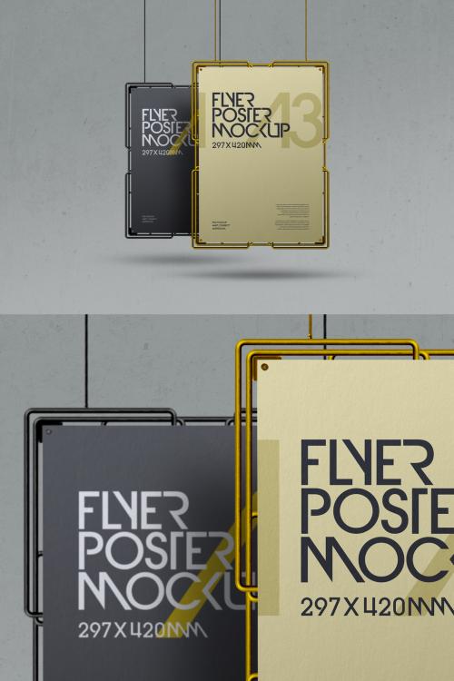 Poster Mockup A3 Hanging Metal Frame Set