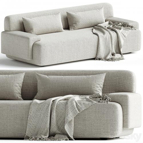 Popus Editions Lena 3 Seater Sofa in Egg Shell Off-White Como Velvet Fabric