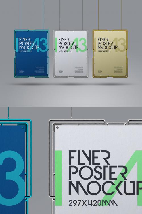 Poster Mockup A3 Hanging Metal Frame Set