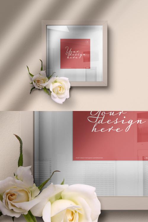 Square Frame Mockup with Roses