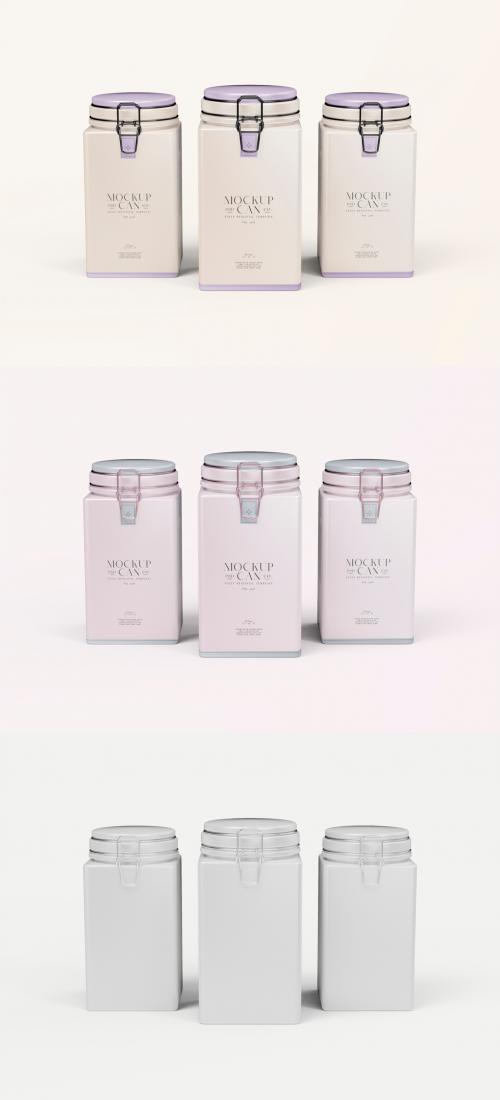 Jar with Clip Cover Set Mockup