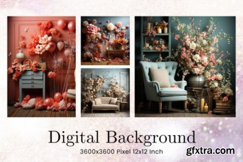  Floral Wedding Studio Backdrop Overlays