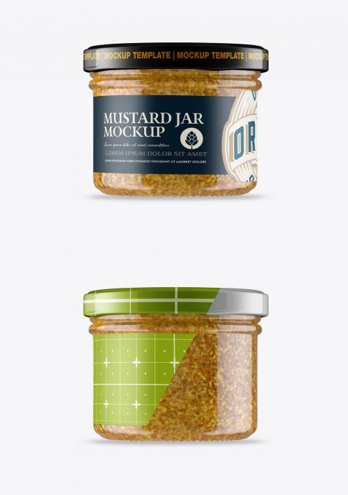 Glass Jar with Mustard Mockup