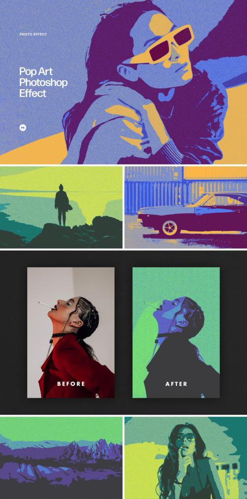 Pop Art Duotones Photo Effect Mockup