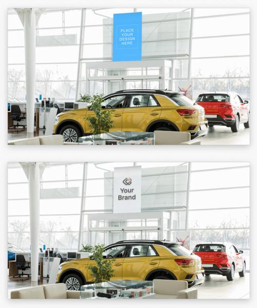 Car Dealer Showroom Banner Mockup