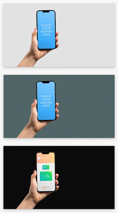 Isolated Phone Mockup Layout on Transparent Background