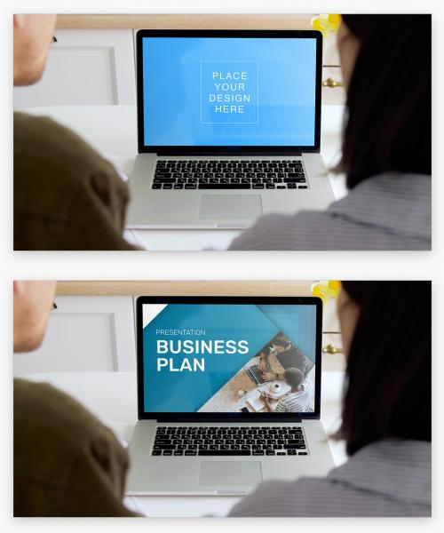 Business Team Work on Computer Mockup Screen