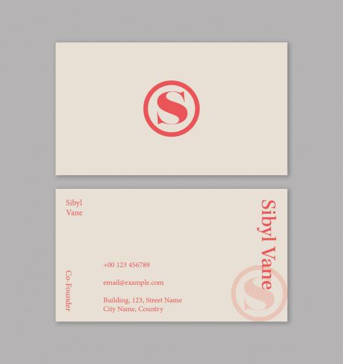 Tan Business Card with Pink Accent