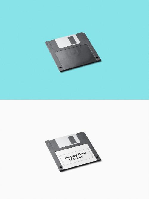 Floppy Disk Mockup Laying on Surface