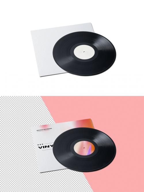 Vinyl Mockup Laying on Sleeve with Transparent Background