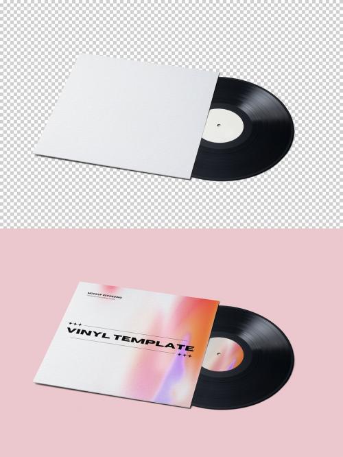 Vinyl on Sleeve Mockup with Transparent Background