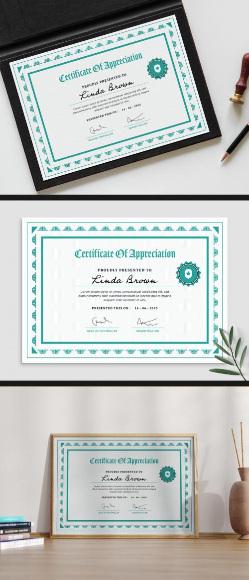 Certificate with Border Design Layout