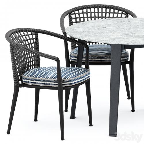 Erica 19 chair and Ginepro round Outdoor table by bebitalia