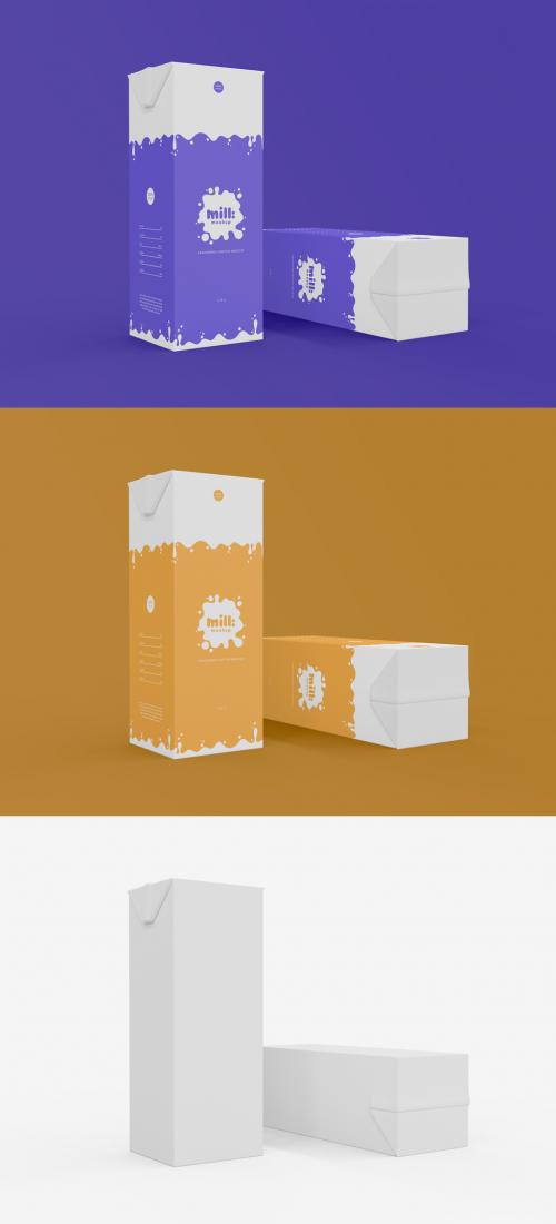 3D Milk Cardboard Mockup