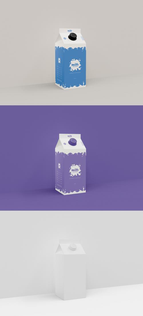 3D Small Milk or Juice Package Mockup