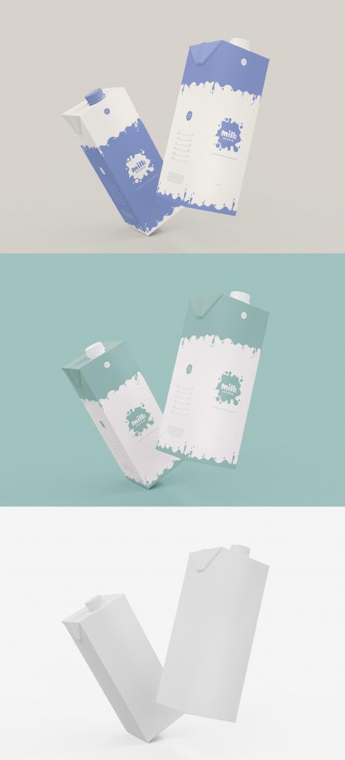 3D Two Milk or Juice Boxes Mockup