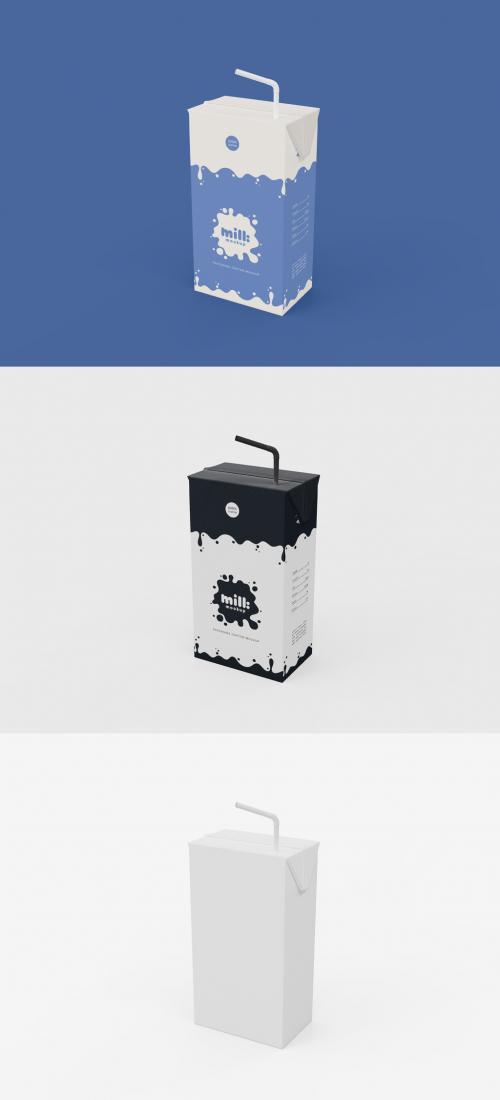 3D 250Ml Milk or Juice Cardboard Mockup