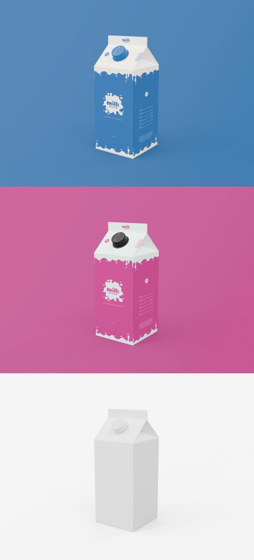 3D Milk Carton Mockup