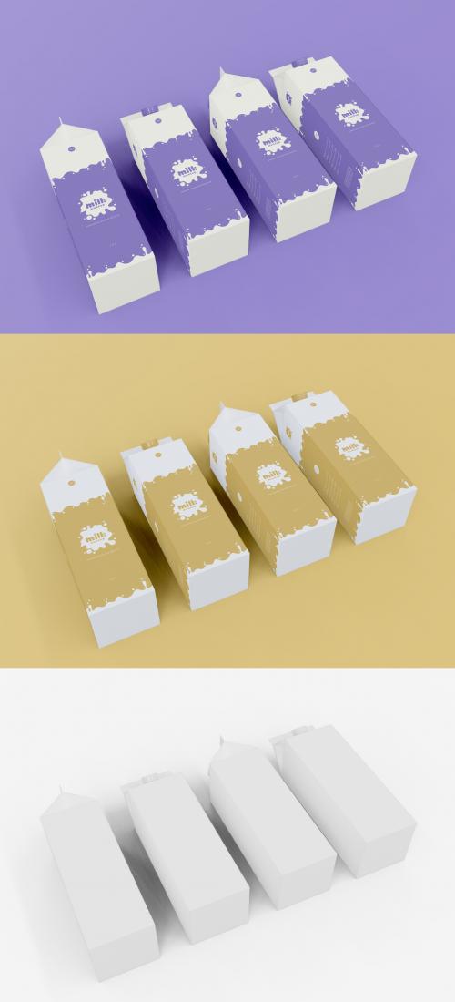 3D Four Litre Milk or Juice Carboard Mockup