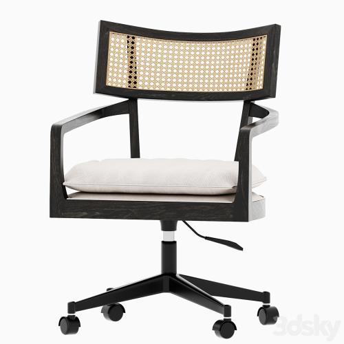 Libby Cane Desk Chair and Madison Glass table