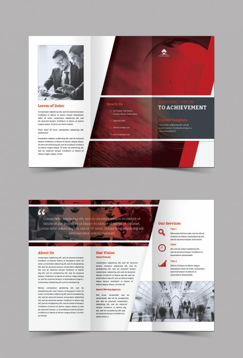 Trifold Brochure with Red Accents