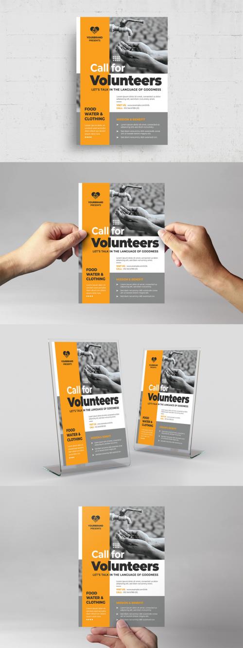 Call for Volunteers Charity Fundraiser Flyer Poster Layout